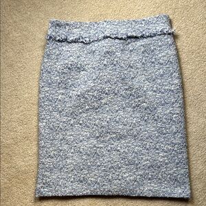 J. McLaughlin Blue Ruffled Pencil Skirt Knee-Length